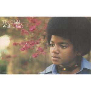 Michael Jackson c. early 1970s "Child With a Gift" Two Page Portrait Print